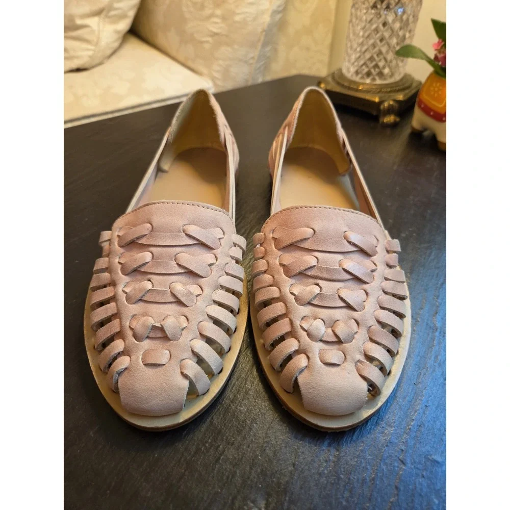 Nisolo Women's Huarache Woven Leather Slip-on Sandals Desert Rose 7.5 EUC! $150